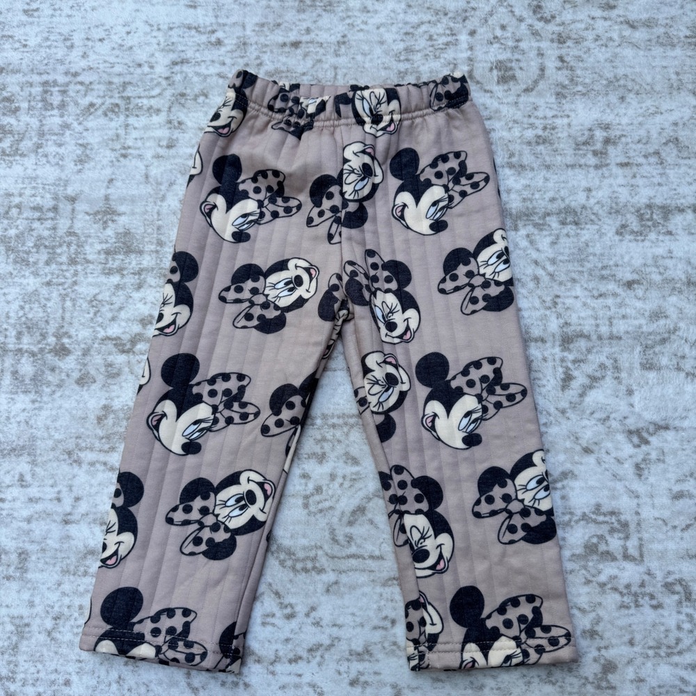Disney Baby Minnie Mouse 2-Piece Quilted Set 24M Tan Black Sweatshirt Joggers - Picture 5 of 7